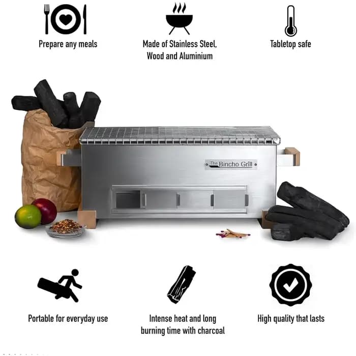 HOME.MG-168 Mini Grill Yakitori – BBQ Hibachi au charbon de bois de table de style japonais – Grill