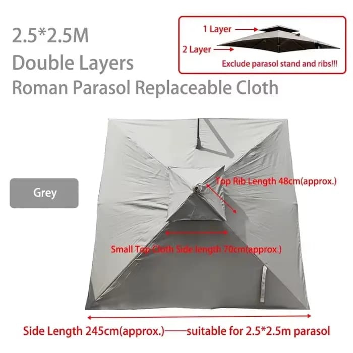 Parasol à double couche avec tissu remplaçable, parasol romain, housse imperméable, parasol de jardi