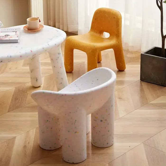 Chaise en plastique de style nordique de haute qualité, banc d'extérieur compact avec dossier, parfa