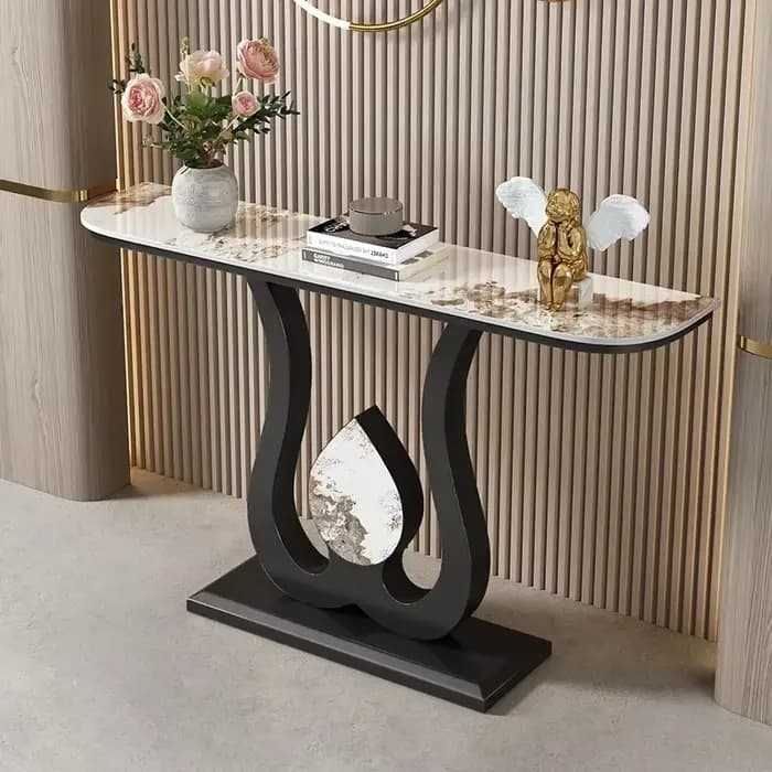 Table de salon minimaliste moderne, porche de jardin noir, coin de Table classique de luxe, meubles