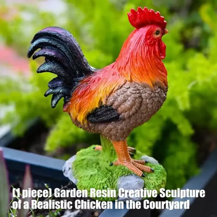Statue jardin coq en résine, décorations coq, Sculptures d'extérieur, décors pelouse artistique pour