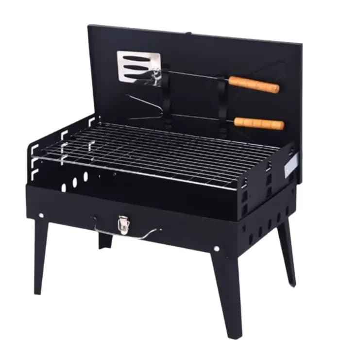 Barbecue portable pliable au charbon de bois avec poignée, design compact, support de barbecue extér