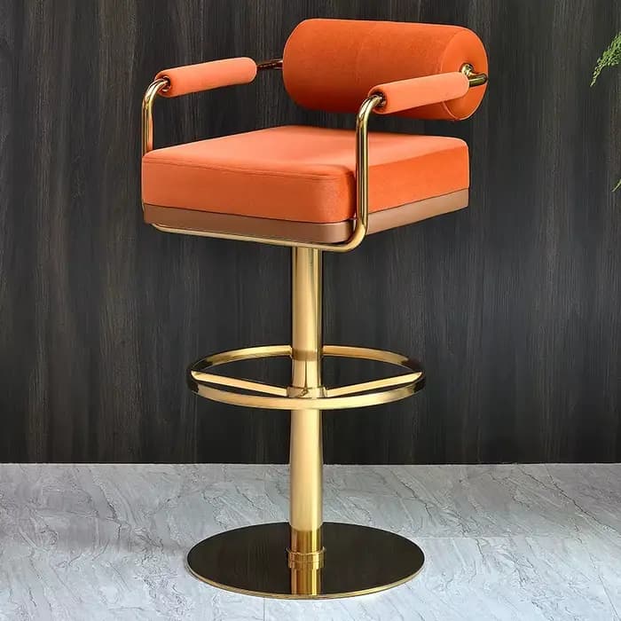 Tabourets de Bar de luxe modernes avec dossier et tabouret de Bar pivotant de comptoir de Base dorée
