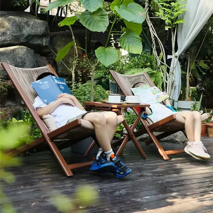 Rotin balcon Chaise pliante jardin inclinable Camping plage