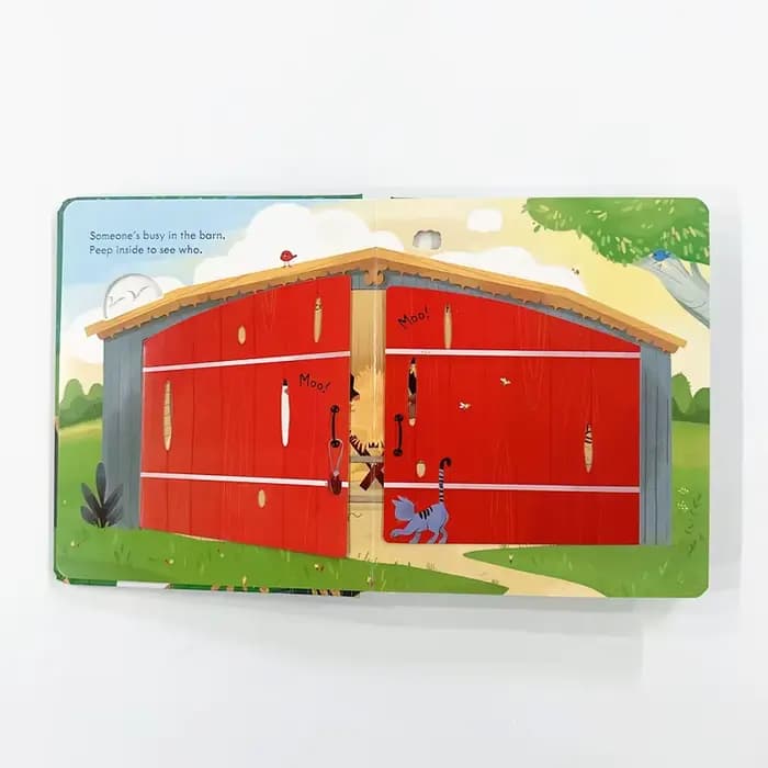Peep Inside The Farm Lift-the-Flap Board Book : livre interactif pour enfants avec images d'animaux pour l'apprentissage précoce