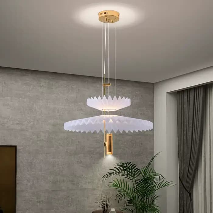 Lustre plissé créatif nordique, lustre doré minimaliste pour restaurant, salon, chambre à coucher, designer