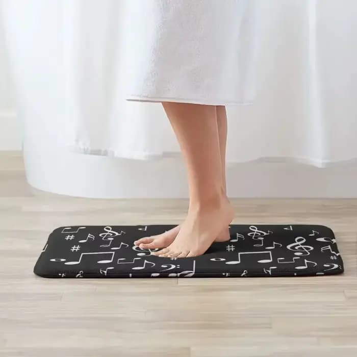 Tapis antidérapant de musique noire, paillasson de salon, cuisine, salle de bains, Notes de musique, tapis de couloir, bienvenue, décoration de maison rétro