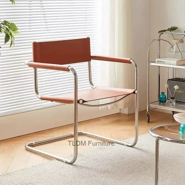 Fauteuil en cuir de Style industriel avec cadre en acier inoxydable