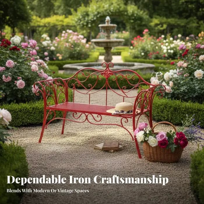 Banc de jardin deux places en métal orné