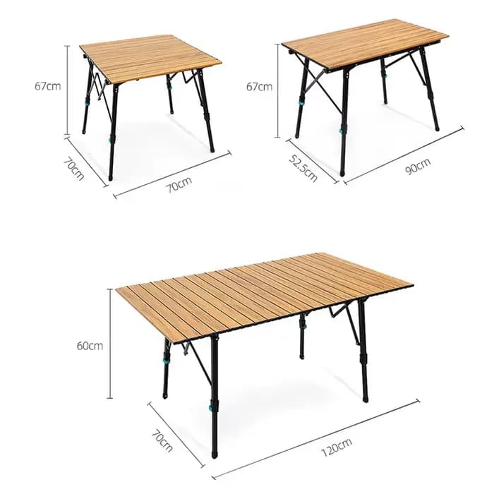 Tables et chaises pliantes en bois