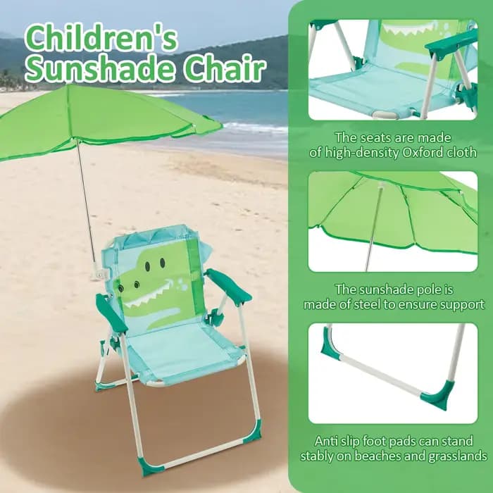 Chaise de plage pliable pour enfants avec parasol