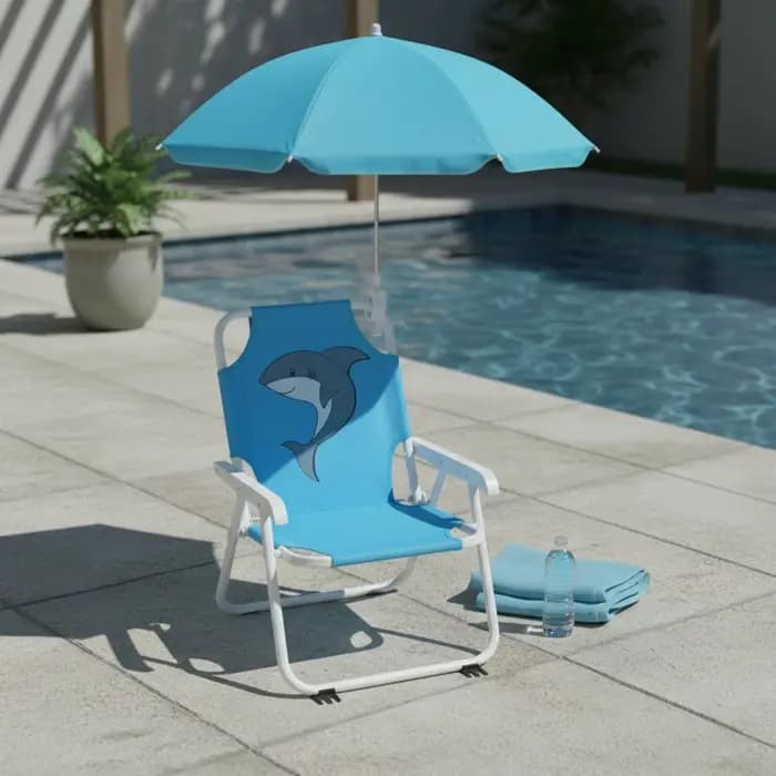 Chaise d'extérieur portable pour enfants avec parasol