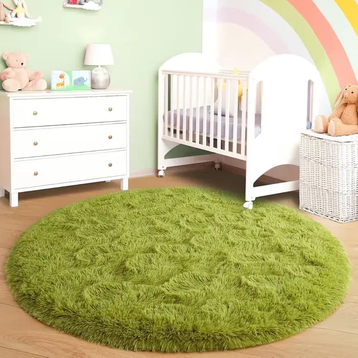 Tapis rond moelleux noir pour chambre à coucher, tapis de chambre d'enfants, Shaggy, salon, canapé, tapis de sol doux pour pépinière, décoration de maison