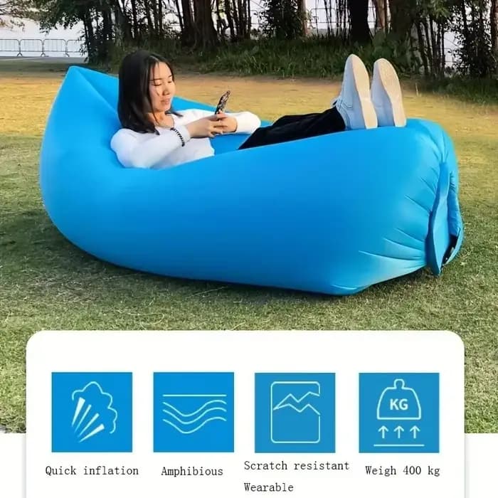 Chaise longue gonflable avec poches