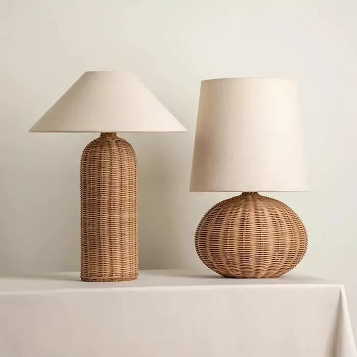 Lampe sur pied créative en rotin tressé Wabi Sabi