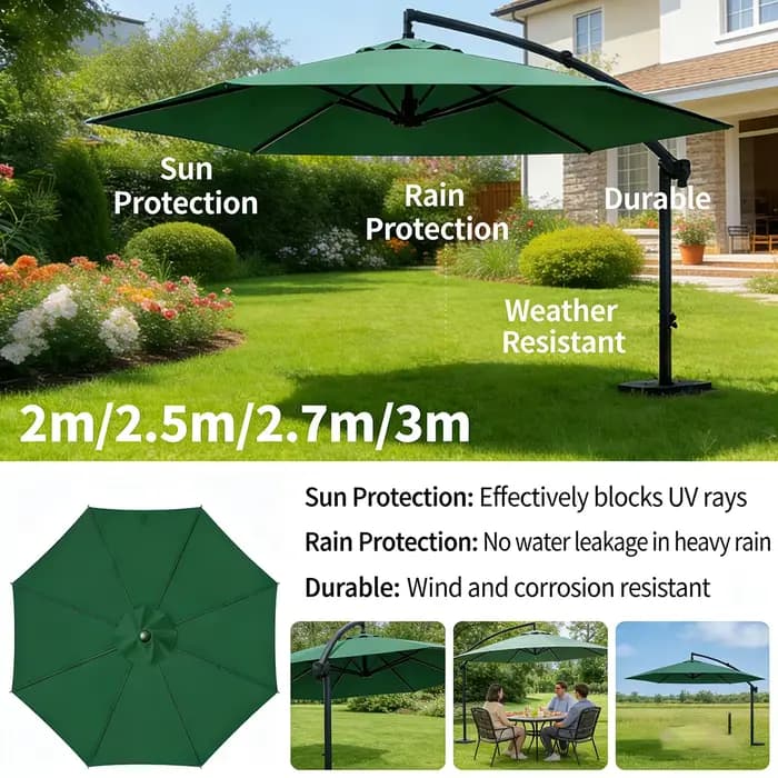 Tissu de rechange pour parasol d'extérieur multi-tailles (support à nervures non inclus)