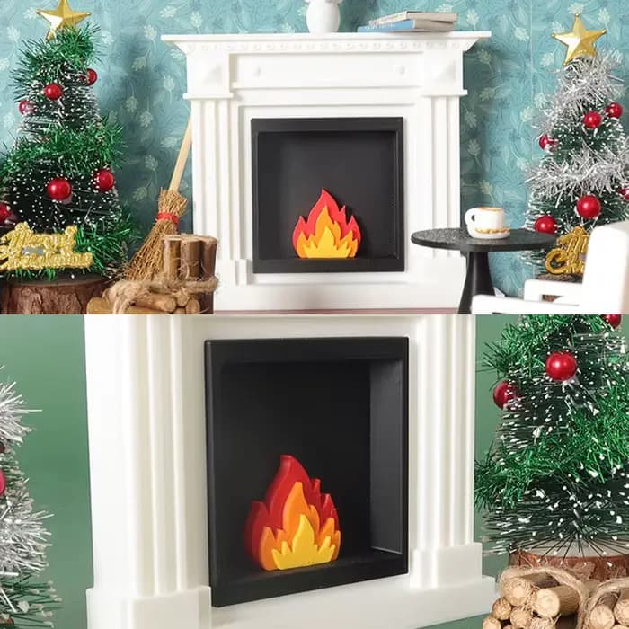 Chauffage Miniature pour maison de poupée, modèle de cheminée, Mini scène de noël, décoration, accessoires pour maison de poupée, 1/12