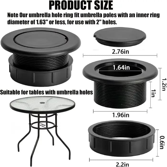 Bouchon d'insertion extra épais pour trou de parasol de table de patio