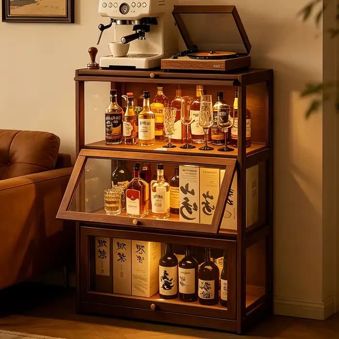 Meuble de Rangement Design pour Vins, Vitrine de Luxe Moderne pour Salon, Restaurant, Bar, Meuble Commercial, Suite de Mobilier de Salon