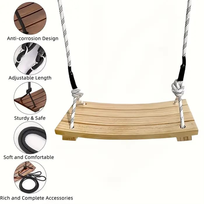 Adult Hanging Swing Chair - Solid Wood Porch