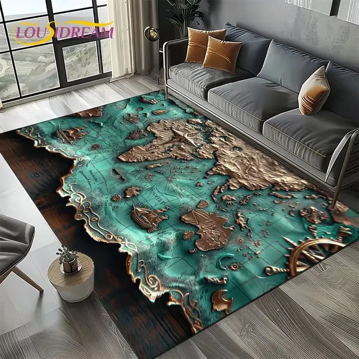 Tapis de sol antidérapant 2025, motif carte nautique rétro antique, boussole, pour salon, chambre, décoration de canapé