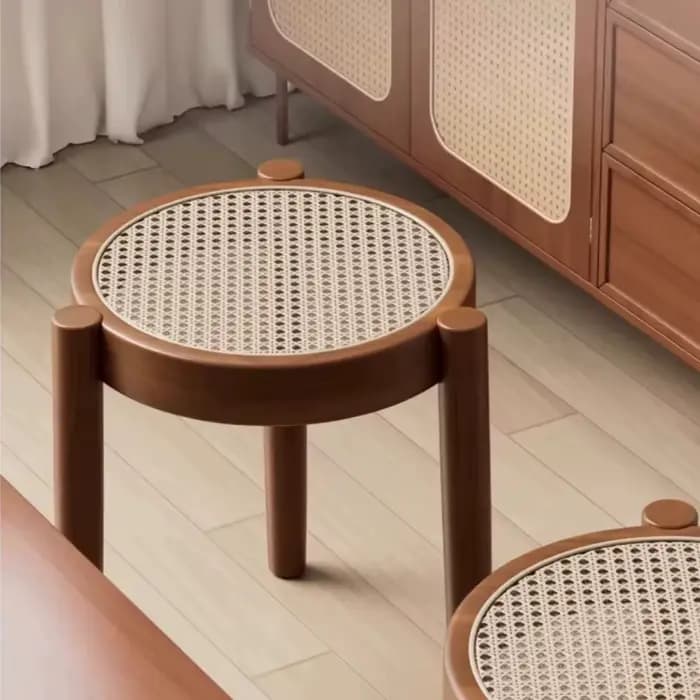Chaises de salle à manger nordiques essuyables en rotin noir vintage