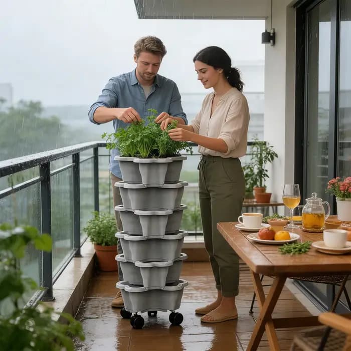Tour de plantation à 6 niveaux avec roues