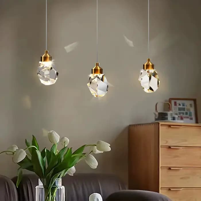 Lustre créatif moderne Lustre plafonnier cristal pierre lumière décor à la maison Suspension chevet salle à manger Loft éclairage de luxe