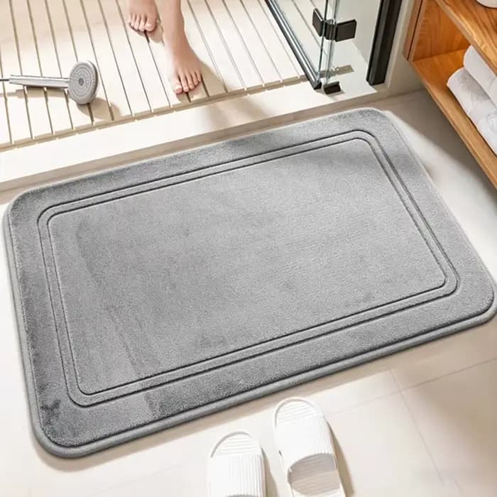 Tapis de salle de bain gris, super doux, séchage rapide et haute absorption d'eau, tapis antidérapant pour la douche, tapis décoratif pour la salle de bain à domicile