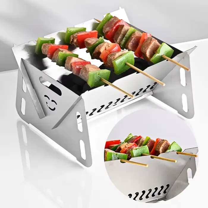 Poêle de Barbecue pliant d'extérieur en acier inoxydable