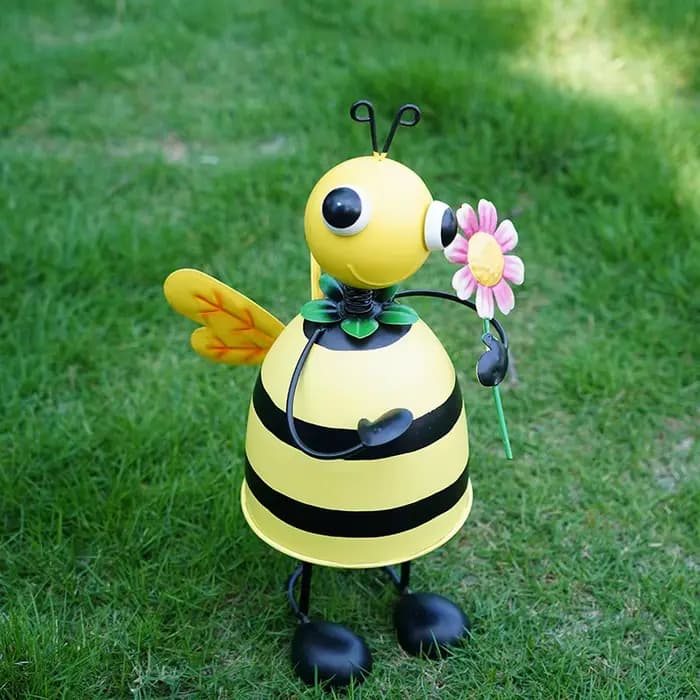 Abeille avec fleur ornements de jardin jolis cadeaux de jardinage pour femmes hommes Irom Statue artisanat Porches cour Patio décor à la maison Figurine
