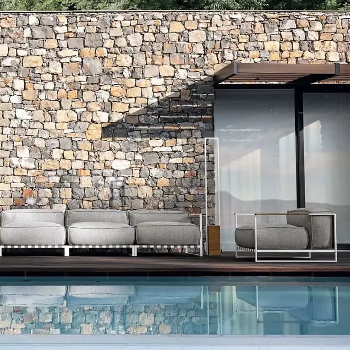 Ensemble de meubles de balcon en métal, mobilier de terrasse de luxe méditerranéen avec coussins, meubles d'extérieur, canapé de jardin en métal