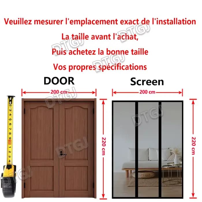 Moustiquaire magnétique DTGJ écran de porte taille personnalisée