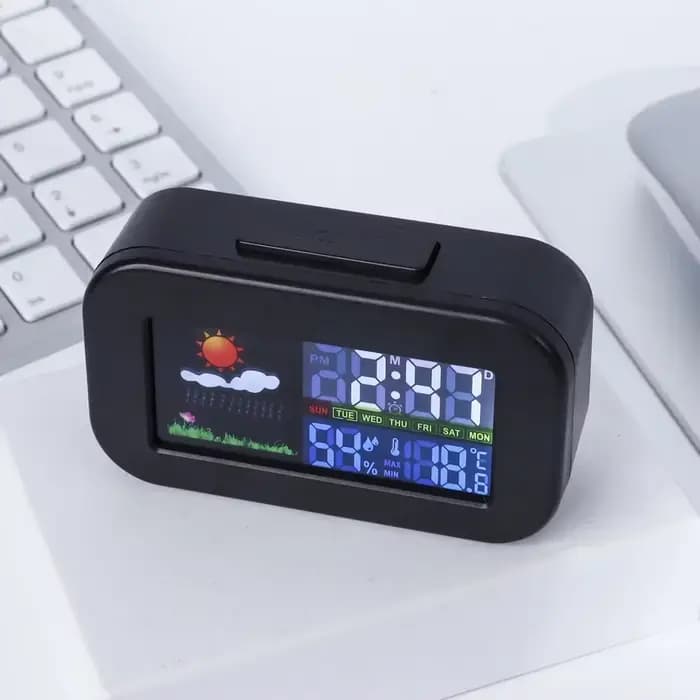 Horloge de station météo avec affichage couleur – Moniteur de température et d'humidité