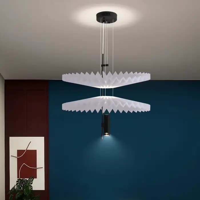 Lustre plissé créatif nordique, lustre doré minimaliste pour restaurant, salon, chambre à coucher, designer
