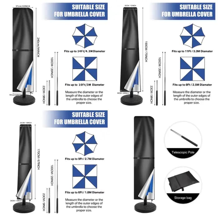 Parasol Cover Waterproof 210D Garden Umbrella