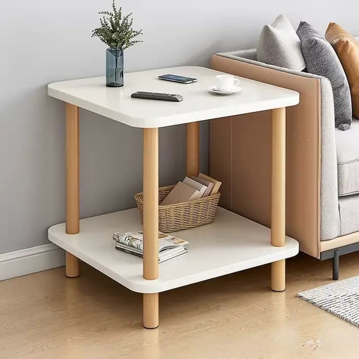 Table d'appoint en bois à 2 niveaux