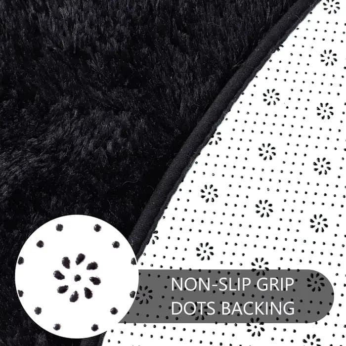 Tapis rond moelleux noir pour chambre à coucher, tapis de chambre d'enfants, Shaggy, salon, canapé, tapis de sol doux pour pépinière, décoration de maison