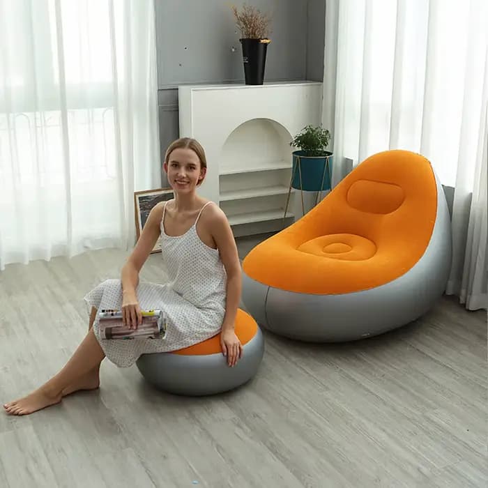 1 canapé gonflable d'extérieur avec repose-pieds gonflable