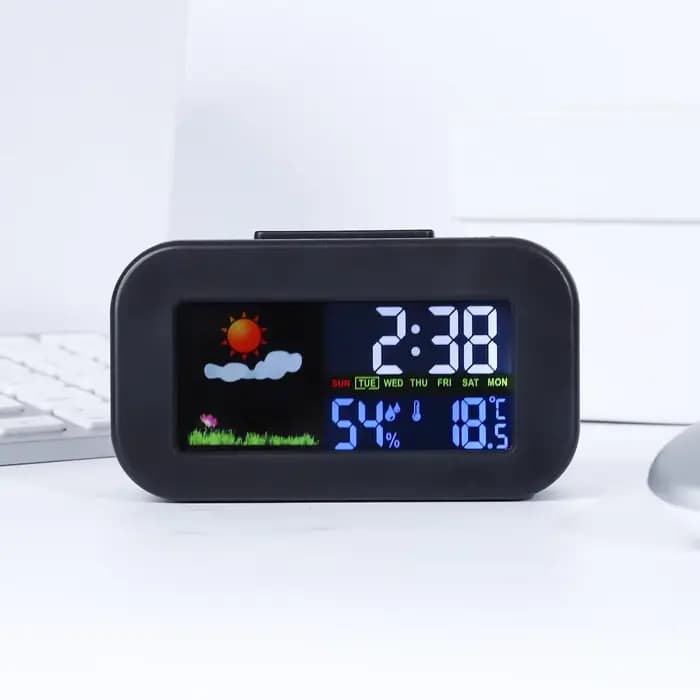Horloge de station météo avec affichage couleur – Moniteur de température et d'humidité