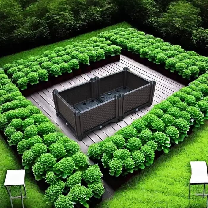 Un pot de légumes et de fleurs assemblés sur le balcon sur le terrain du jardin du parc