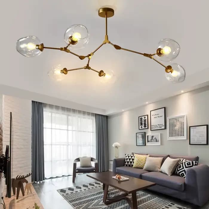Lustre nordique lustres en verre moderne LED molécule plafond lampes suspendues salon salle à manger décor à la maison suspendus luminaires de cuisine