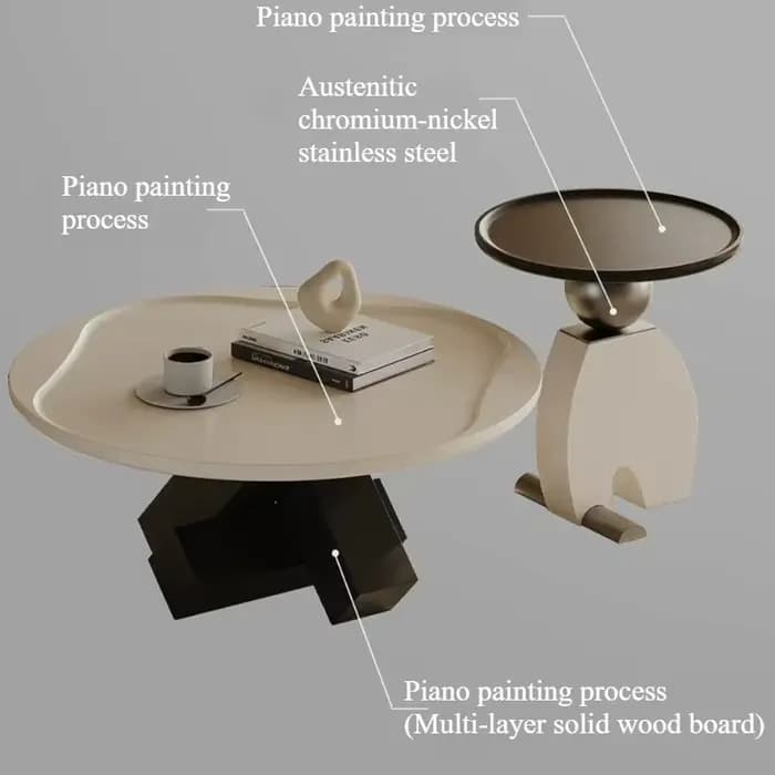 Table basse ronde de style Mid-Century pour salon
