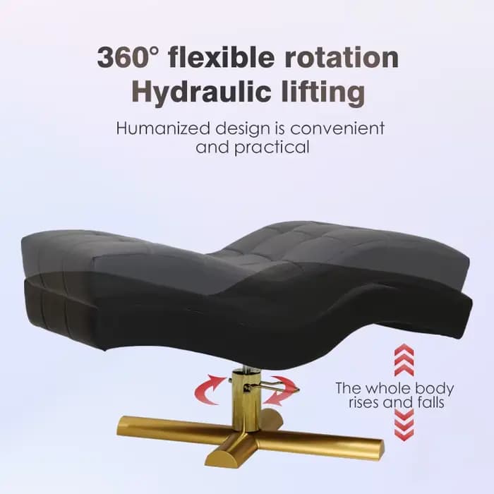Keyunshi Lit de SPA de beauté de luxe avec courbe S-Fit et base dorée, lit de salon en cuir PU épais pour une expérience confortable