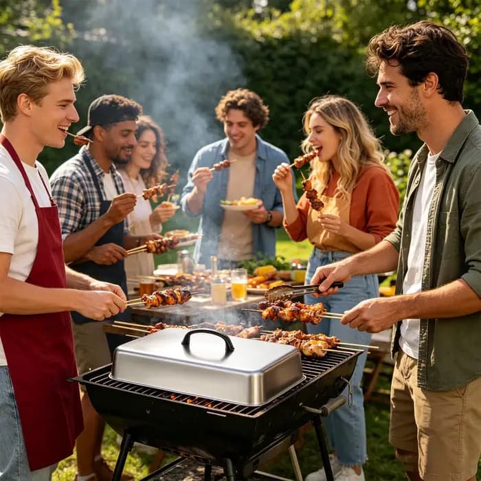 Couvercle de poêle en acier inoxydable pour barbecue