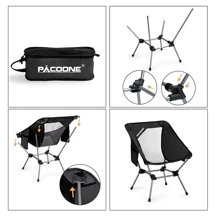 PACOONE voyage ultraléger chaise pliante détachable Portable lune chaise en plein air Camping pêche chaise plage randonnée pique-nique siège