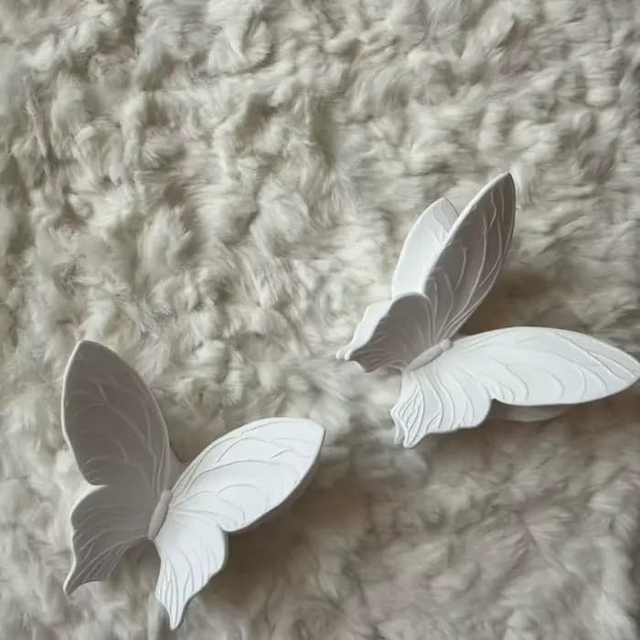 Décoration murale papillon, lot de 2, papillon en plâtre blanc 3D, art mural pour salon, chambre à coucher, décoration de style français pour la maison