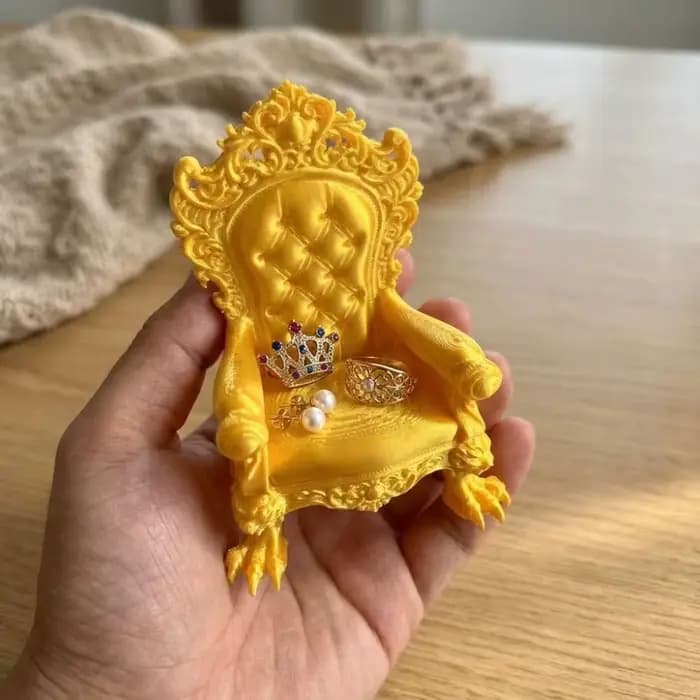 Mini trône gothique imprimé en 3D, style sombre, sculpté en relief, support de trône de luxe, dossier imitation coussin, pieds à griffes