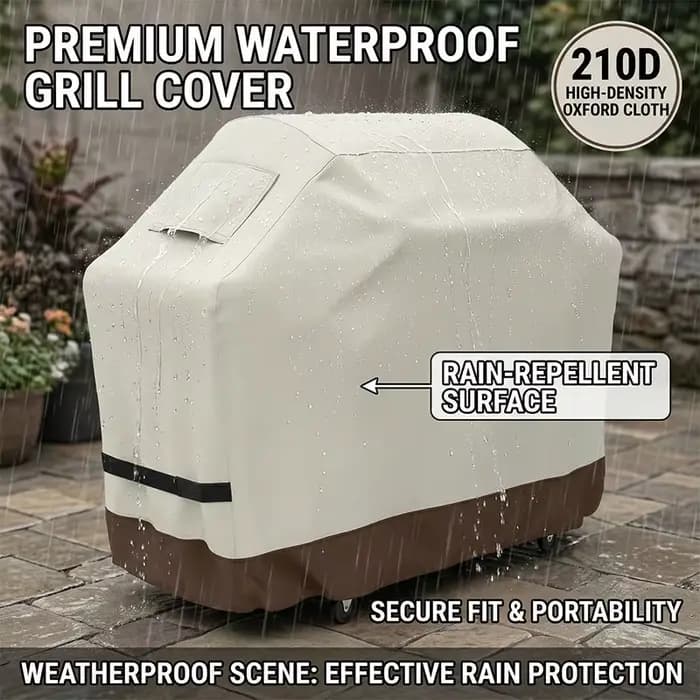 Housse de protection 210D beige pour barbecue à gaz extérieur