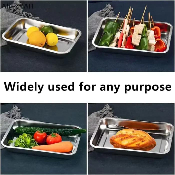 (YY) 1Pc 2025 nouveau Rectangle en acier inoxydable Barbecue thé stockage plateau de service vapeur saucisse plaque gril viande Restaurant ustensiles